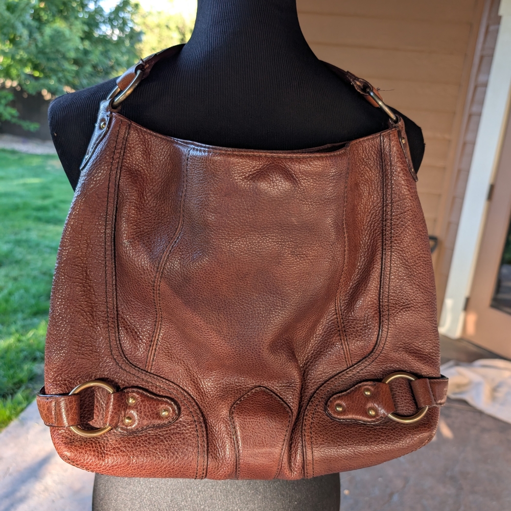 Michael Kors Brown Pebbled Leather Shoulder Bag - Picture 3 of 11